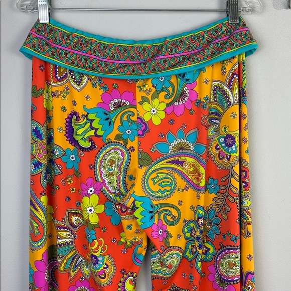 Trina Turk Bohemian Paisley Printed Wide Leg Beach Pants Nylon Stretch Medium - Picture 10 of 16